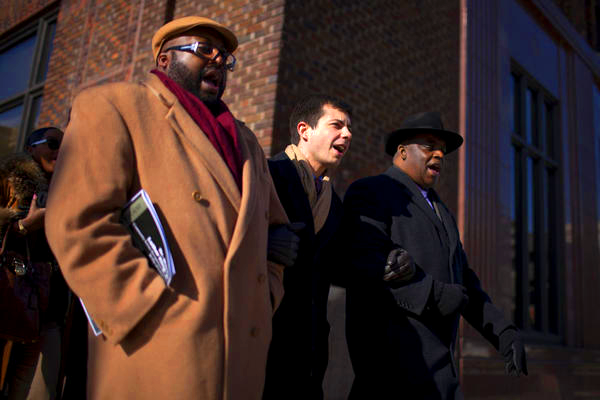  Pete Buttigieg marches with South Bend faith leaders on Martin Luther King day 2013 