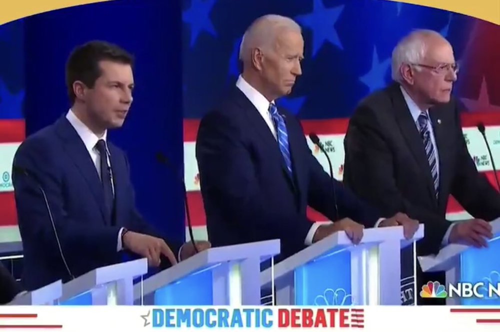  With Joe Biden and Bernie Sanders at the first Democratic debates 