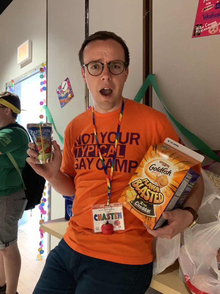  Chasten at Pride Camp in Des Moines, Jul 16, 2019. Posted on twitter by Emily Voorde ( LINK ) 