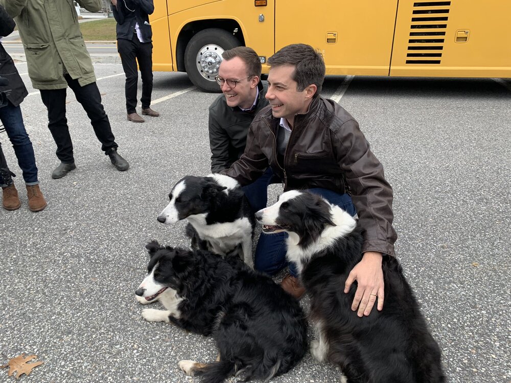  Pete and Chasten with 3 good boys in New Hampshire, Nov 10, 2019 