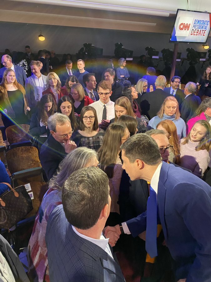  After the democratic debate Jan 2020. Taken by Lis Smith 
