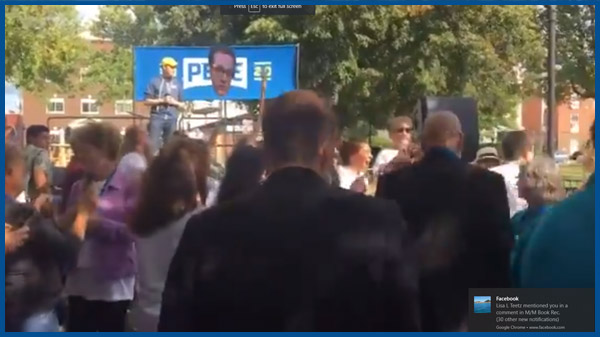 Pete arriving at Kalivas Park in Manchester. Posted by WMUR TV. “Pete arrives to an excited crowd ready to greet him at Kalivas Park in Manchester. “We will win N.H.” he says as he takes the stage.”