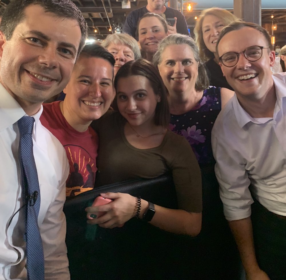  Pete and Chasten with fans at the Austin rally, 8/10/2019. Posted on Twitter by sara_goldstein 