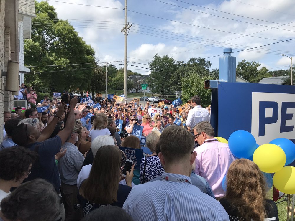 Posted by Anne Bottaro with the text: Amazing turnout for the  @PeteButtigieg  office opening here in Cedar Rapids. Iowans are fired up for  #TeamPete .  (LINK)